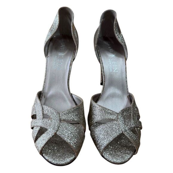 Anne Klein Garnet/Suede Gold Evening Peep Toe Pumps Women's Size 7.5M - Picture 5 of 9